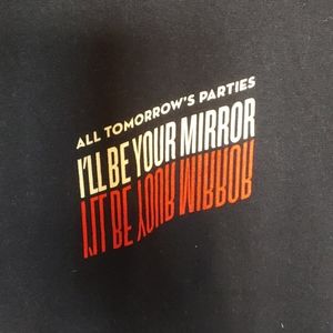 Black Graphic T-Shirt with Red and Cream Text